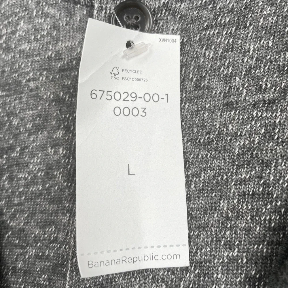 New Banana Republic Henley Shirt Mens Large Heather Gray Long Sleeve Preppy NWT - Picture 6 of 8